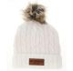 L2 Ivory Leather Patch Pom Hat